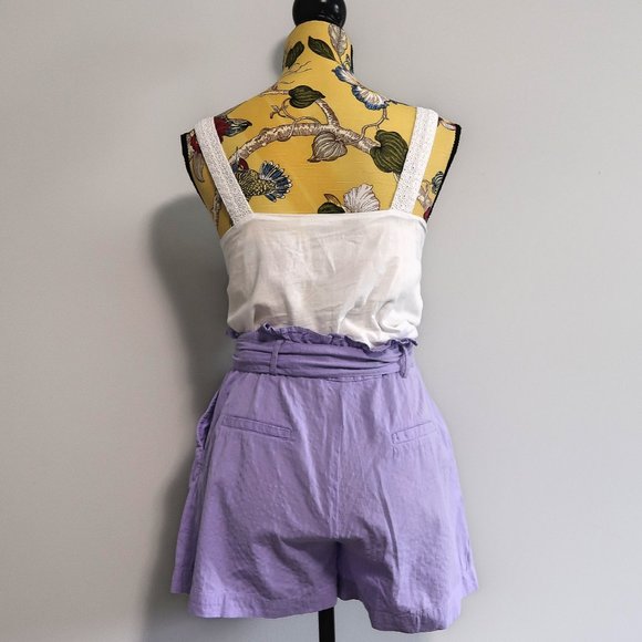 Mango High Waisted Belt Shorts and Square Neck Top - Picture 3 of 11